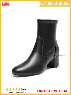 Women's Fitted Stretch Ankle Boots Low Chunky Heel Almond Toe Fall Booties